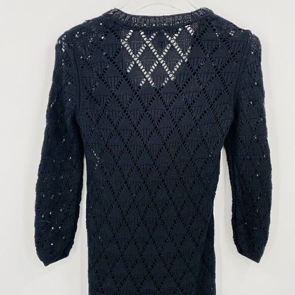 NEW WHBM Size XS 3/4 Sleeve Open Knit Embellished Tunic Sweater Top - Picture 8 of 9